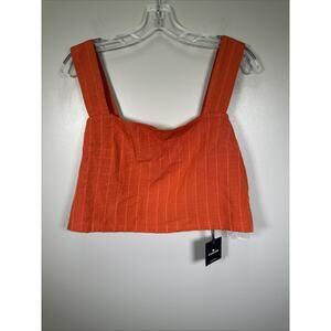 The Normal Brand Freshwater Square Neck Tank‎ Womens XL Orange Linen Blend Boho
